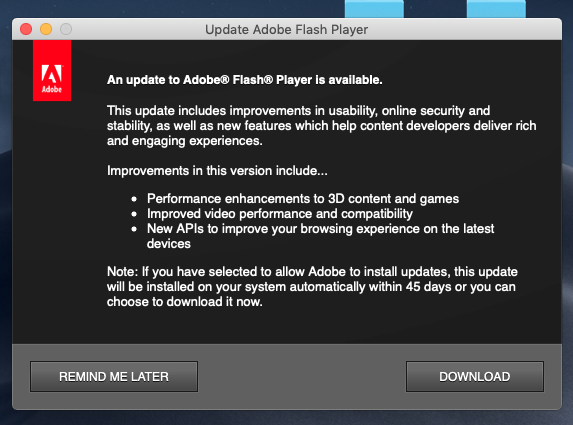 flash player latwst update for mac